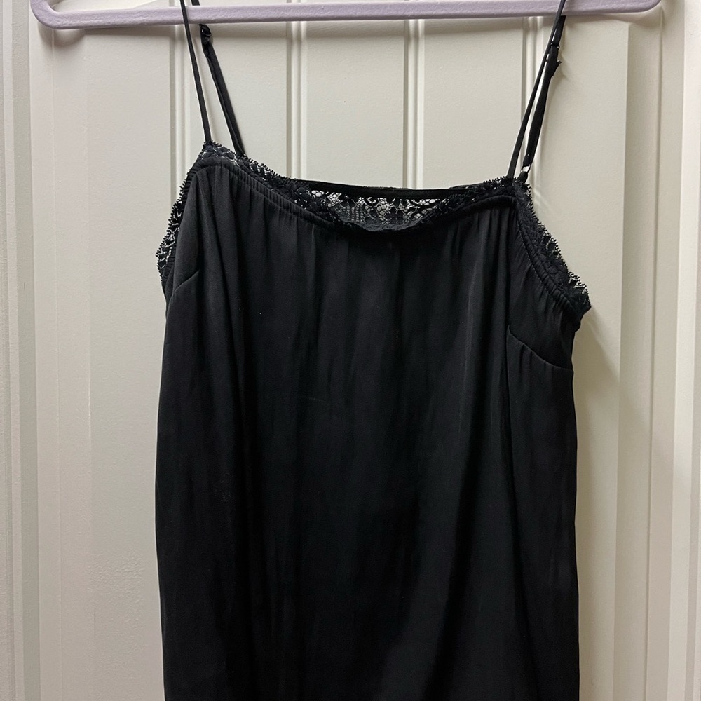 Elegant Black spaghetti strap top with Lace Trim